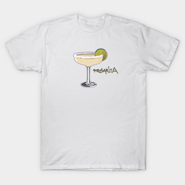 Margarita Cocktail Illustration Design T-Shirt by Love Wild Letters